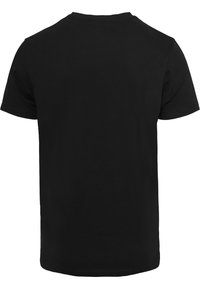 Schwarzes Baumwoll-T-Shirt, mit kurzen Ärmeln und Rundhalsausschnitt. Einfaches, glattes Material ohne sichtbare Muster oder Akzente.