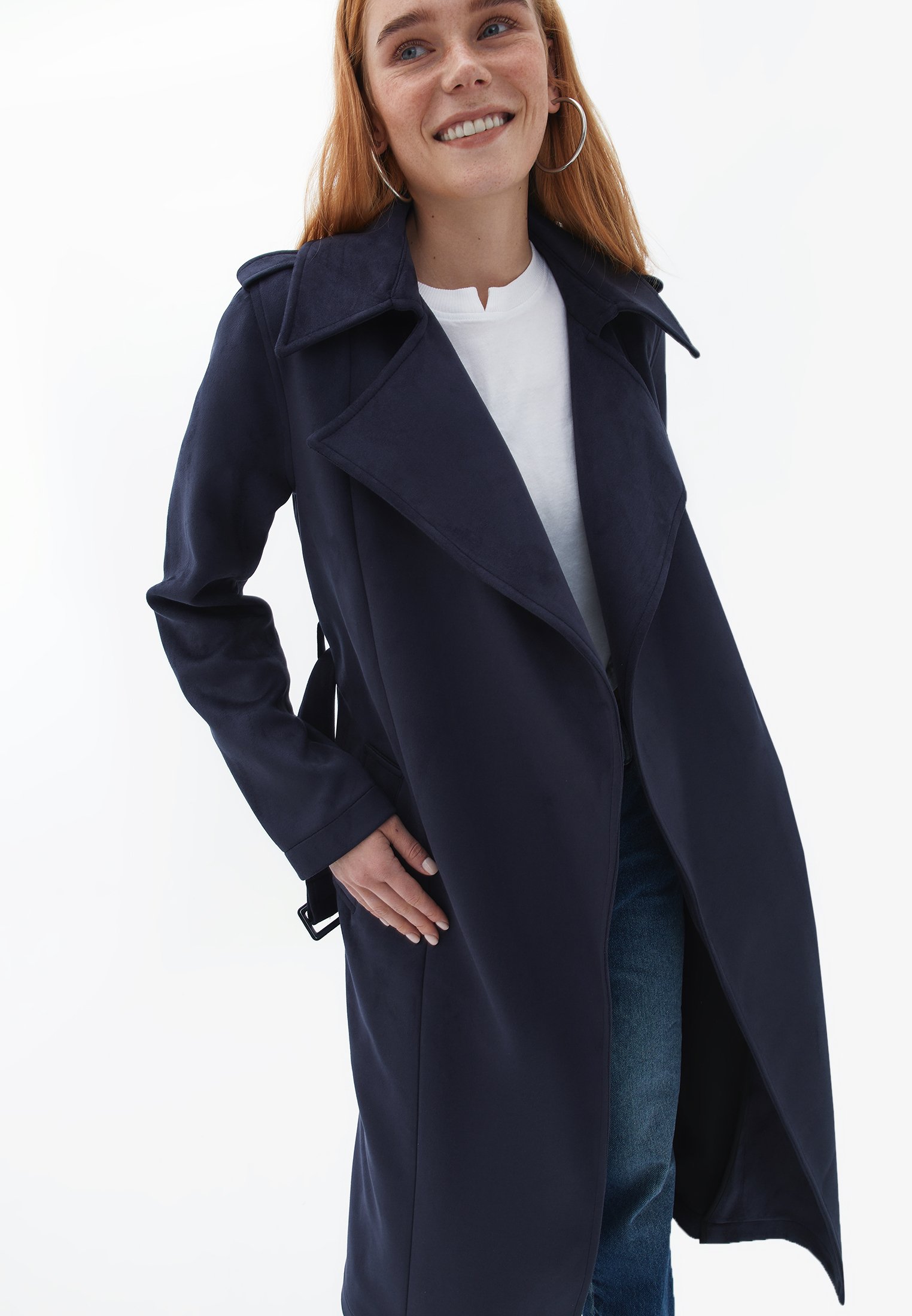 OXXO LANGER MIT GÜRTEL - Trenchcoat - maritime blue/dark blue