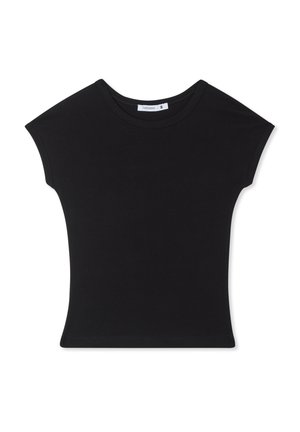 T-shirt nera a maniche corte realizzata in cotone, con un design aderente, scollo tondo e orlo pulito. Nessun motivo o accentuazione visibile. Taglia S.