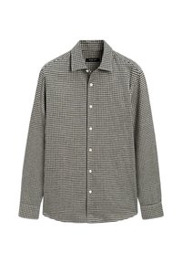 Camicia a maniche lunghe con bottoni, motivo a quadri bianco e nero, colletto e bottoni bianchi. Tessuto morbido, orlo dritto e vestibilità regolare.