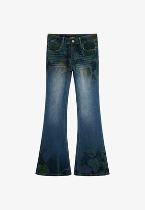 Desigual, PRINTED DENIM TROUSERS M. C. LACROIX - Jean flare - blue