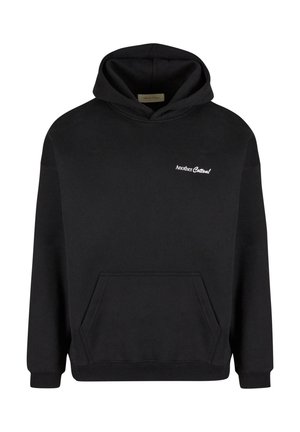 Black cotton hoodie with a front pocket, adjustable drawstring hood, and white "Another Cotton!" logo on the left chest area.