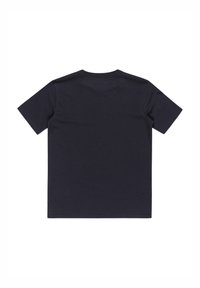 Marineblaue Baumwoll-T-Shirt mit kurzen Ärmeln und einem klassischen Rundhalsausschnitt, mit einem schlichten Rücken ohne Grafiken oder Verzierungen.