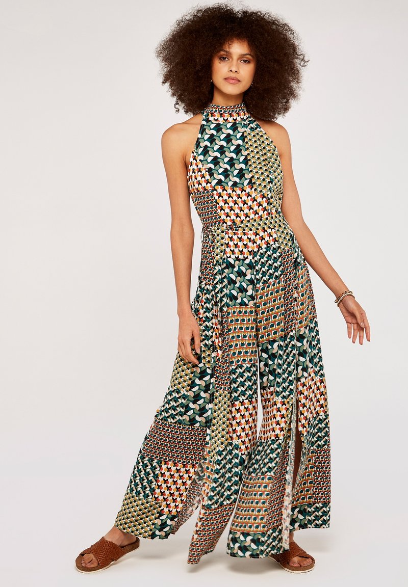 Apricot GEOPATCHWORK HALTER Jumpsuit mustard green/groen Zalando.nl