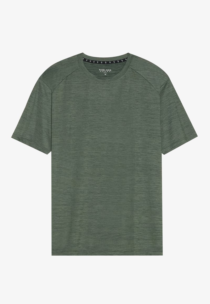 Pier One Sport T-shirt basic donkergroen gemêleerd Pier One Sport T-shirt basic donkergroen gemêleerd