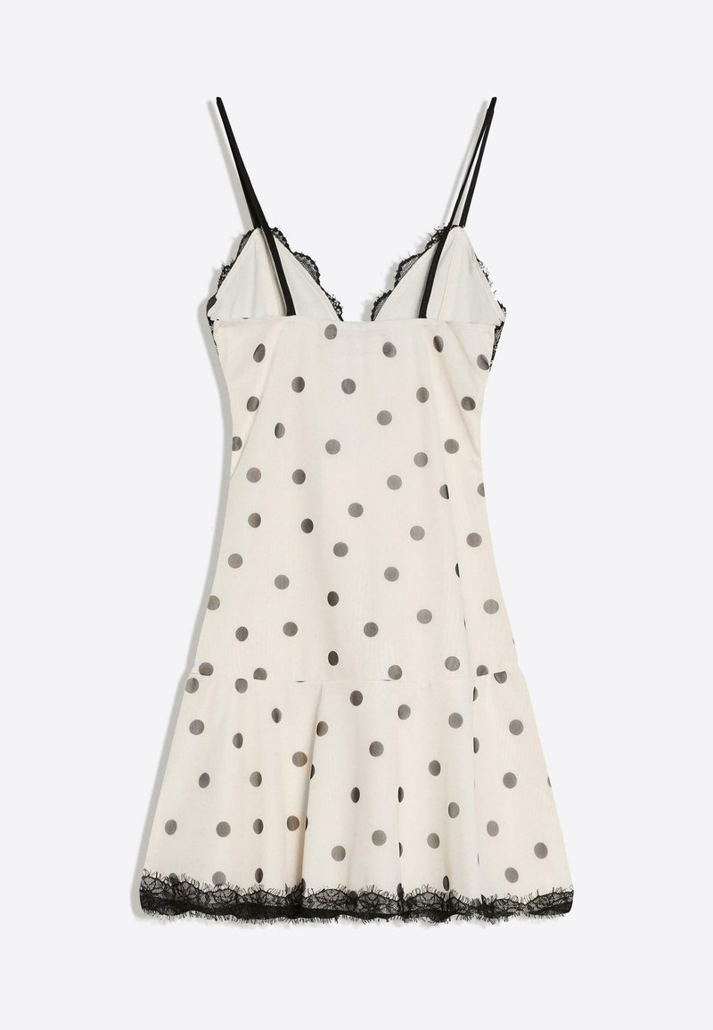 princess polly baby blue dress Bershka PRINTED MIDI WITH STRAPS - Day dress - beige