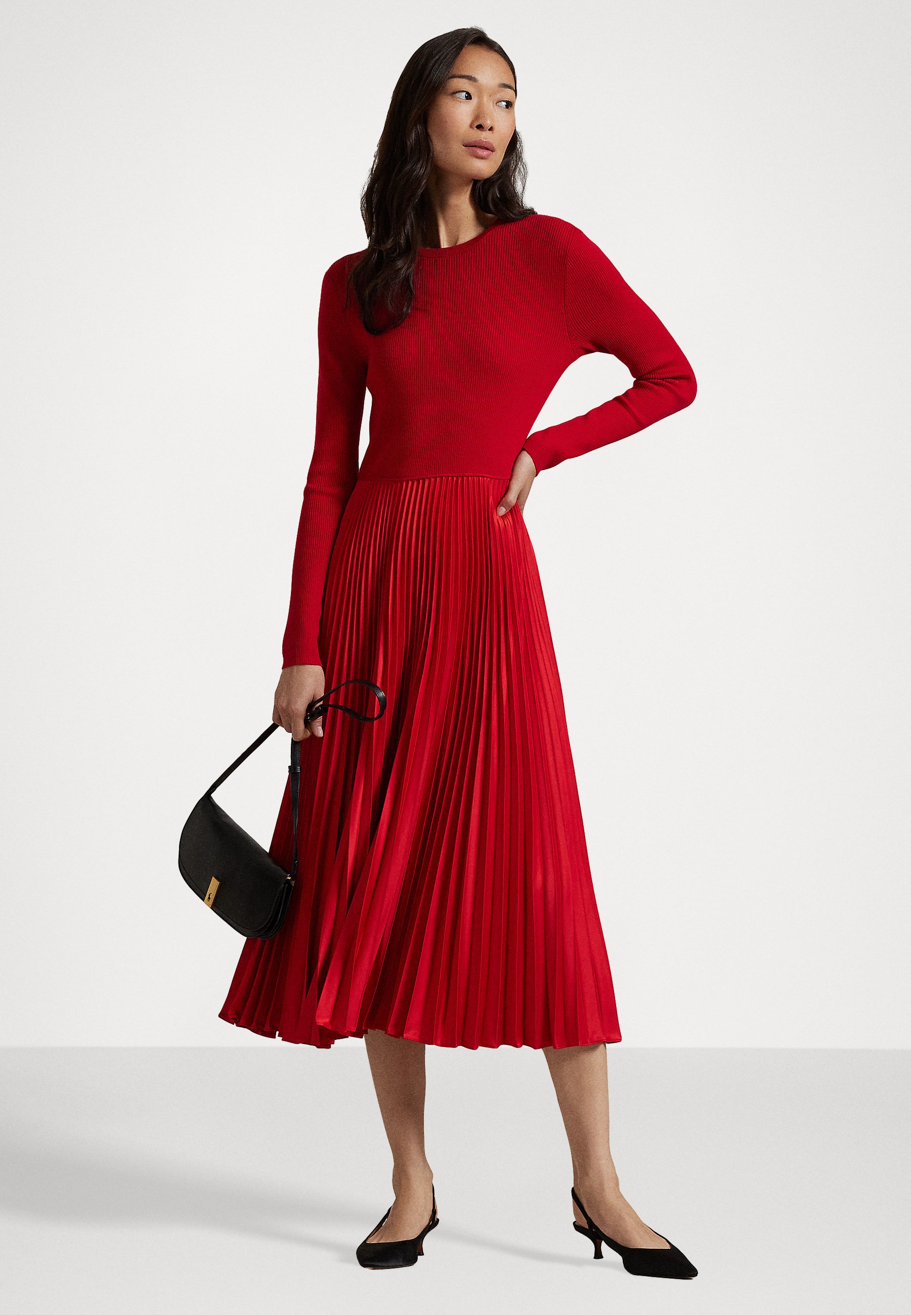 Polo Ralph Lauren LONG SLEEVE DAY DRESS - Maxi dress - red - Zalando