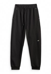 Pantalon de jogging noir fuselé avec taille élastique, cordon de serrage, poches latérales et petit logo "4F" sur la cuisse droite.