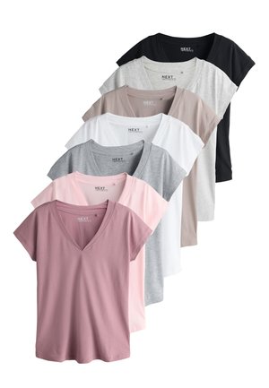 Next, REGULAR FIT - CAP SLEEVE 7 PACK   - Lihtne T-särk - black grey pink