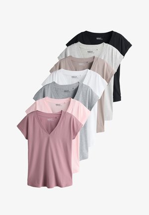Next, REGULAR FIT - CAP SLEEVE 7 PACK - Lihtne T-särk - black grey pink