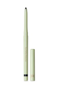 Crayon pour les yeux cylindrique vert avec une pointe pointue et un capuchon amovible. Corps texturé avec la mention "Eye Define Waterline" et le logo "pixi" en doré.