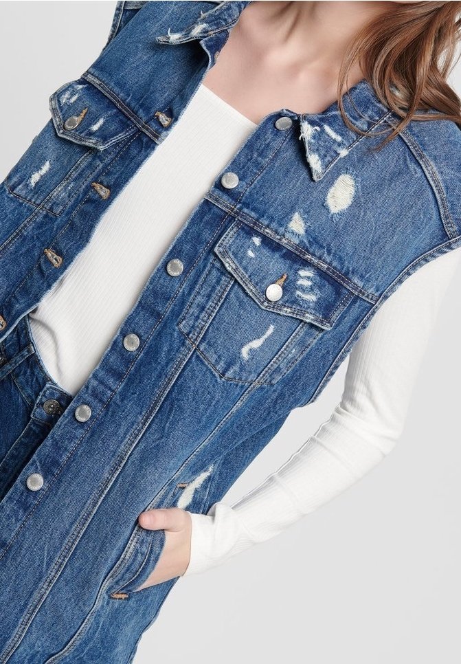 ONLY Weste dark-blue denim (Pre-owned) Zalando