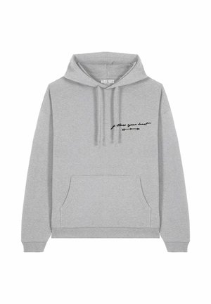 FOLLOW YOUR HEART EMBROIDERY UNISEX - Felpa con cappuccio - mottled grey