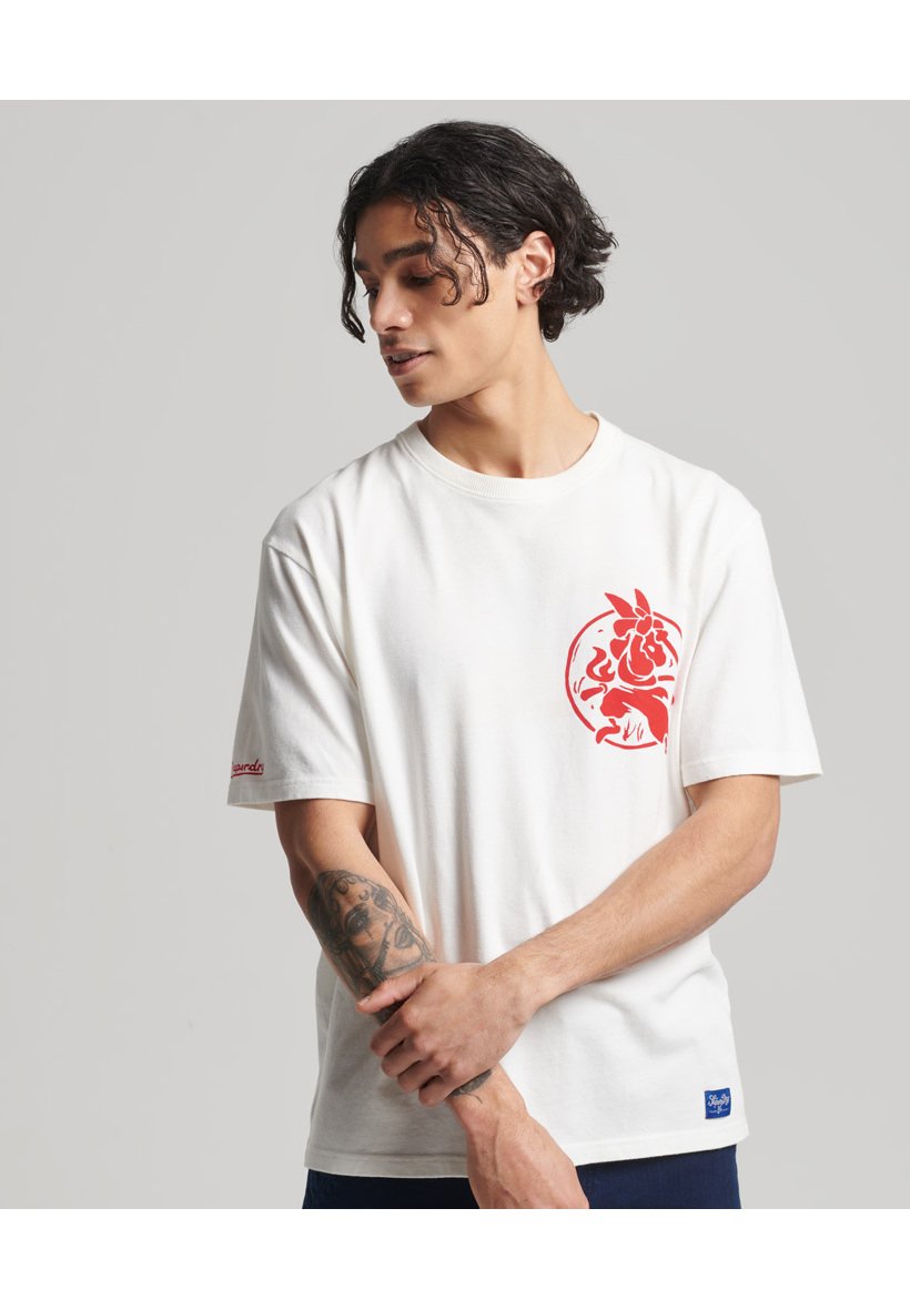 Superdry Vintage Tangled Uib Tee T-Shirt Uomo, Maglietta Stampata, Girocollo, Cotone