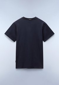 Černé bavlněné tričko s kulatým výstřihem, krátkými rukávy a rovním lemem. Obsahuje malou značkovou nášivku na boku.