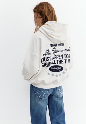 PULL&BEAR EMBROIDERED STAR - Majica s kapuljačom - white