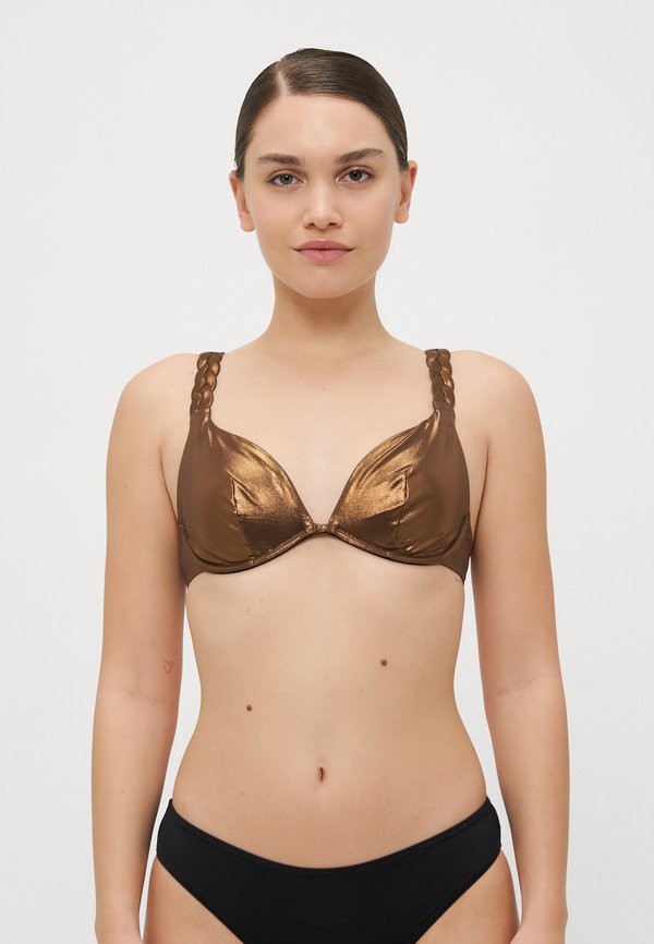 PLUNGE UNDERWIRED - Bikini top - shadow bronze