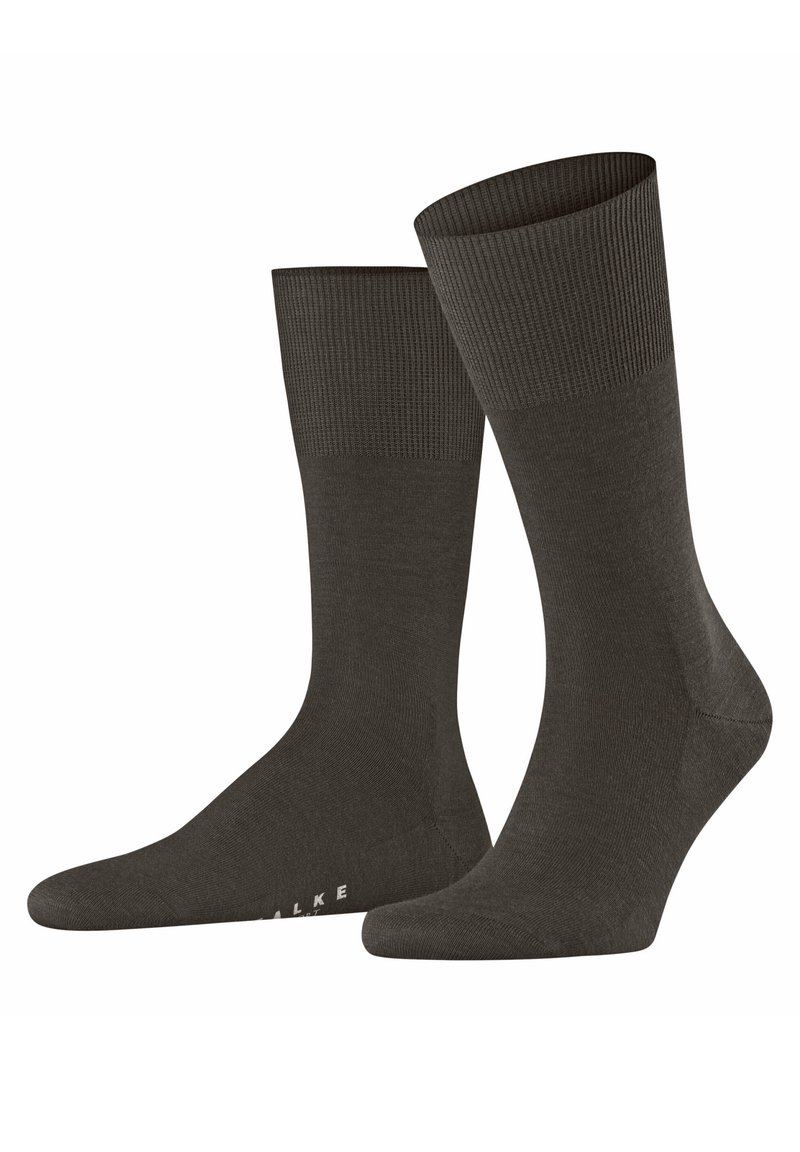 Dunkelgraue Baumwollsocken mit einem gerippten Bündchen, nahtlosem Zehenbereich und verstärkter Ferse. Sie bieten eine glatte Textur und einen leichten Glanz.