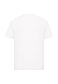 Weißes Baumwoll-T-Shirt mit kurzen Ärmeln, rundem Ausschnitt und glatter Textur; keine Muster oder Verz embellungen. Rückansicht gezeigt.