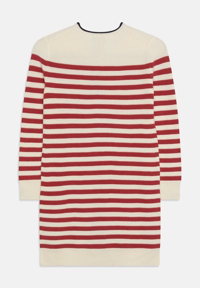 Polo Ralph Lauren STRIPE DAY DRESS - Svetríkové šaty - clubhouse cream/chili pepper