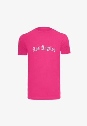 Mister Tee, LOS ANGELES WORDING TEE - T-Shirt print - hibiskus pink