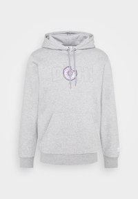 Grå hoodie med dragsnoddskapusch, framfickan i kängurustil och "D'OH!"-grafik med en donut. Mjuk tyg med ribbade muddar och nederkant.