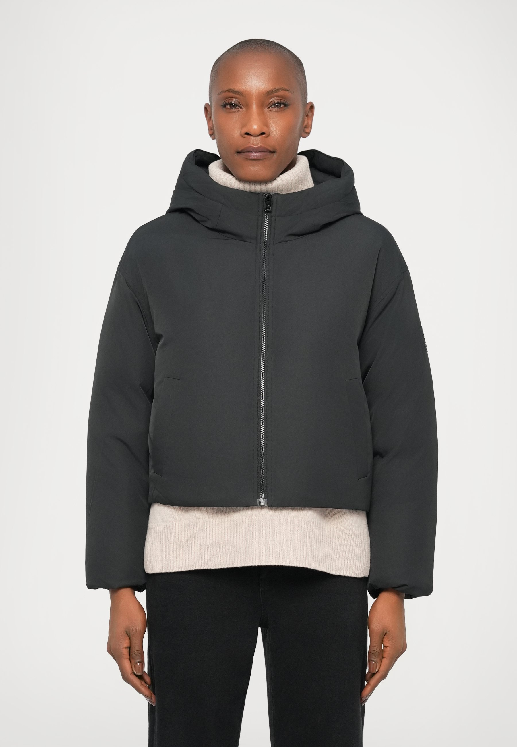 Maison Kitsuné HOODED PUFFER - Down jacket - black - Zalando.co.uk