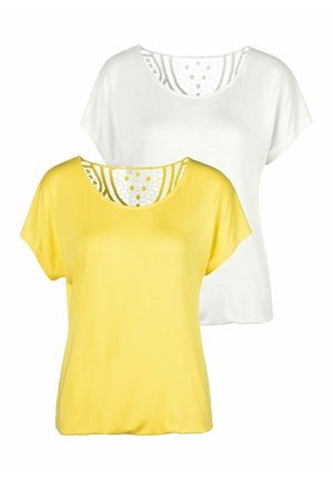 LASCANA, 2 PACK - T-Shirt print - gelb
