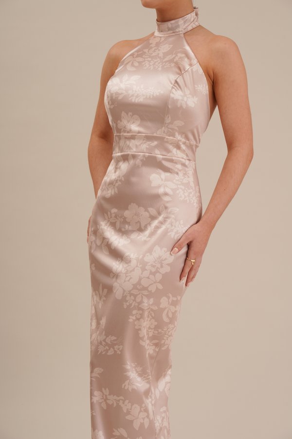 ABIGAIL HALTER NECK MAXI DRESS - Jersey dress - champagne3