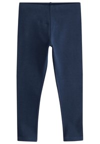 Tumesinised täispikkuses leggingsid, millel on keha järgiv vöökoht ja sile kangas, valgel taustal esitatud.