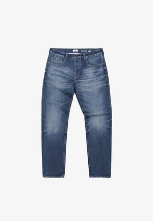 Blauwe spijkerbroek met een rechte snit, met een vervaagde wassing, vijf zakken en subtiele wassing aan de voorkant.