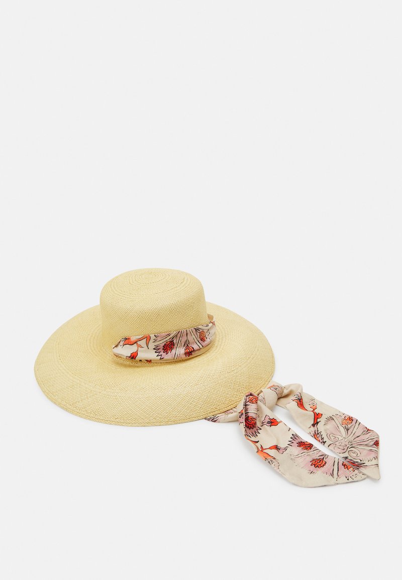 Sensi Studio - LAMPSHADE CORDOVAN LONG BRIM HAT WITH BAND - Platmale - beige, Palielināt