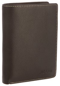 Brown leather wallet with a textured finish, featuring white stitching along the edges and embossed "PICARD" logo on the lower right.
