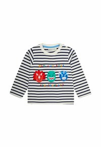 JoJo Maman Bébé - APPLIQUE - REGULAR FIT - Top dugih rukava - ecru navy stripe dino Minijatura 1