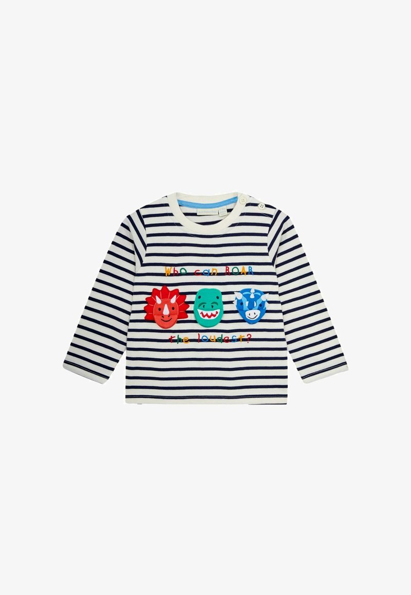 JoJo Maman Bébé APPLIQUE - REGULAR FIT - Hosszú ujjú felső - ecru navy stripe dino