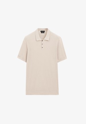 Massimo Dutti WIDE SHORT SLEEVE POLO COLLAR - Polo shirt - beige