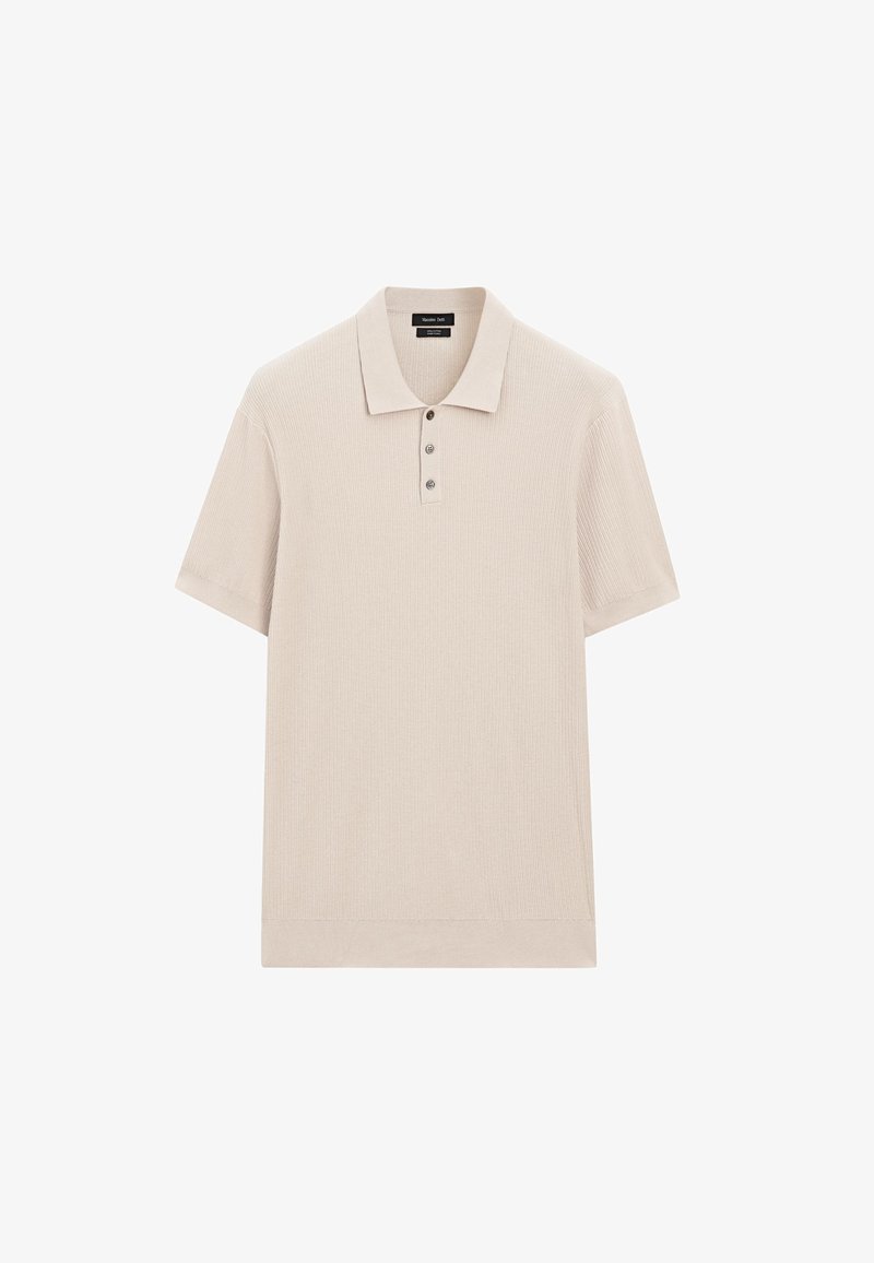 Massimo Dutti WIDE SHORT SLEEVE POLO COLLAR - Polo - beige