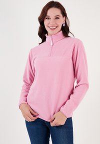 LELA HIGH COLLAR - Polárpulóver - pink melange