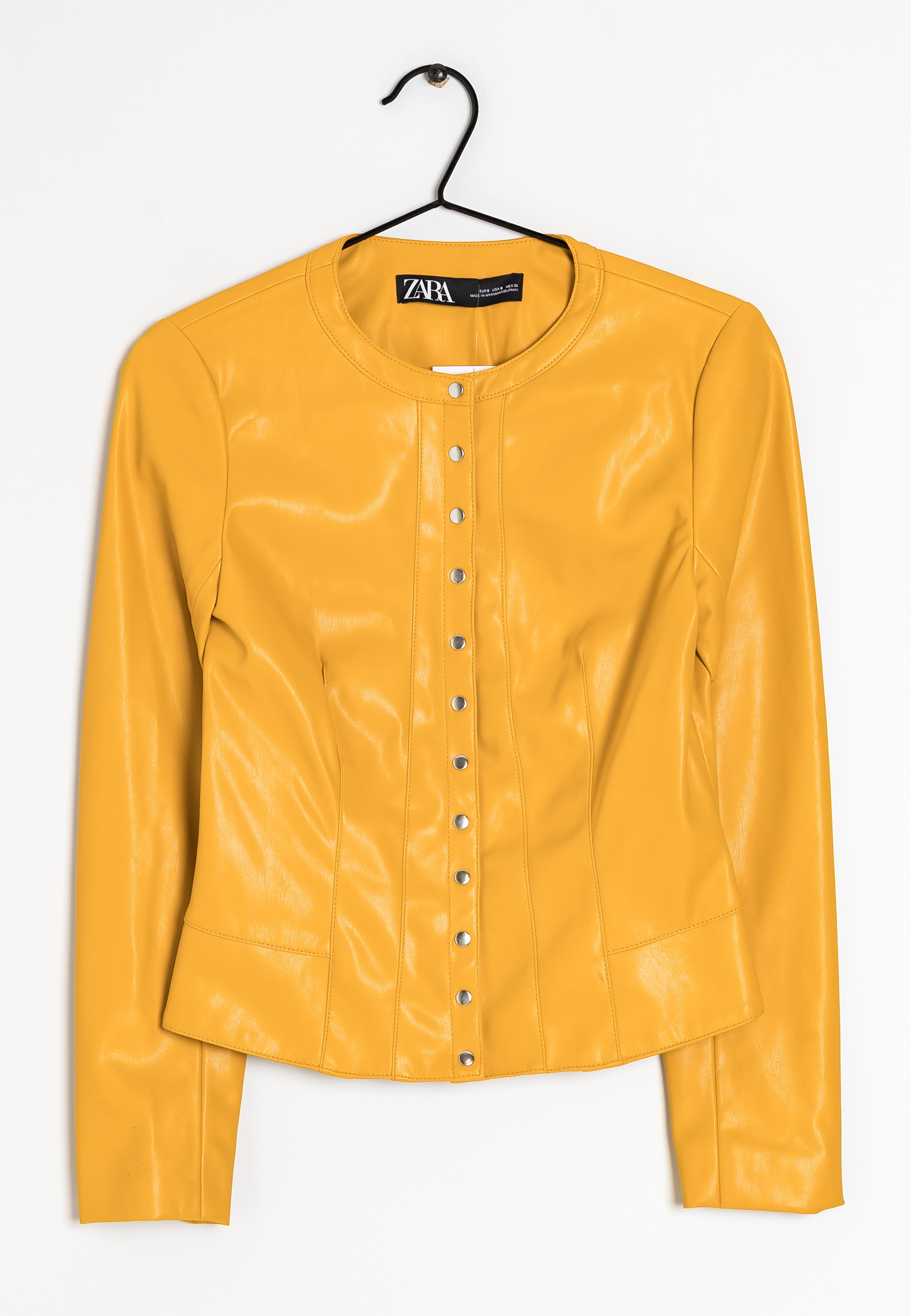 orange leather jacket zara