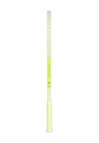 Tennis racquet with a translucent yellow feature, textured handle, and numeric markings along the shaft, designed for visibility and grip.