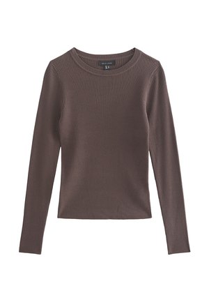 New Look, DARK  RIBBED LIGHTWEIGHT CREW NECK JUMPER - Jumper - mink