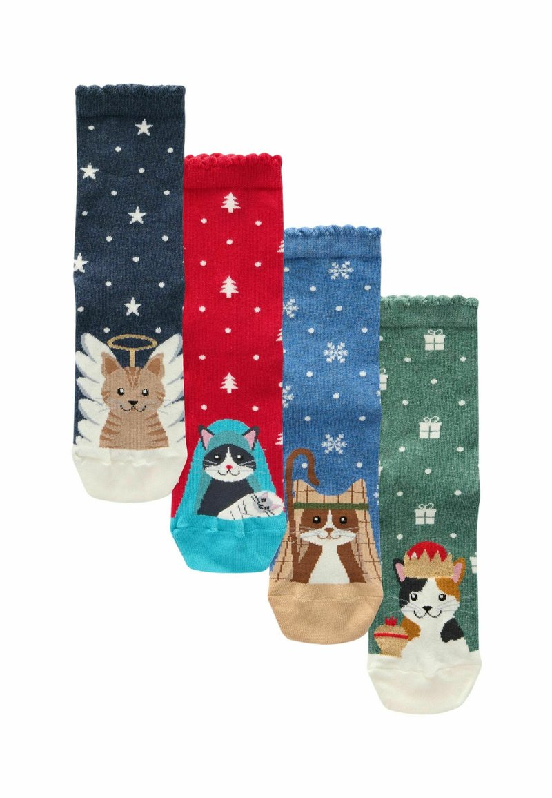 Next CHRISTMAS PATTERN 4 PACK.  REGULAR FIT - Strømper - nativity cats