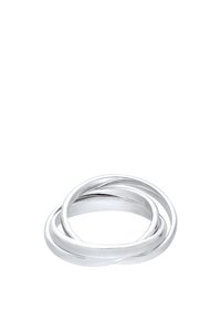 Sølvforbundne ringe med en glat, poleret overflade. Indeholder tre sammenvævede bånd med et elegant, moderne design.