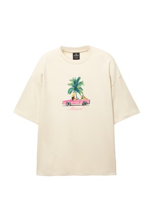 PULL&BEAR MIAMI TIGER - Print T-shirt - beige