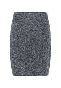 Falda mini de mezcla de lana en gris oscuro. Diseño ajustado con una superficie suave y texturizada. Cuenta con una amplia cinturilla elástica para mayor comodidad.