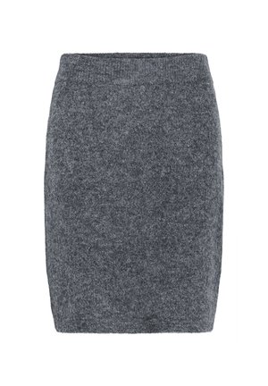Jupe mini en mélange de laine gris foncé. Conception ajustée avec une surface douce et texturée. Dotée d'une large ceinture élastique pour plus de confort.