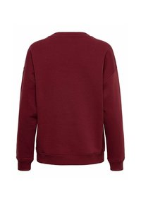 Bordeaux sweatshirt met een ronde halslijn, lange mouwen en geribbelde boorden. Zachte stof met een gladde textuur. Effen achterkant zonder versieringen.