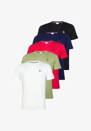 U.S. Polo Assn., KURZARM 5ER PACK - T-shirt basique - white/green/red
