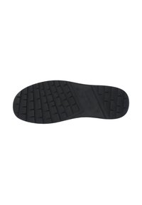 Black rubber shoe sole with a textured pattern of horizontal and vertical grooves for traction. Sturdy, flat design with no visible branding.
