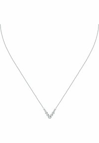 Halskette aus Sterlingsilber mit einer zarten Kette und einer V-förmigen Reihe abgerundeter Perlen, die das minimalistische Design unterstreicht.